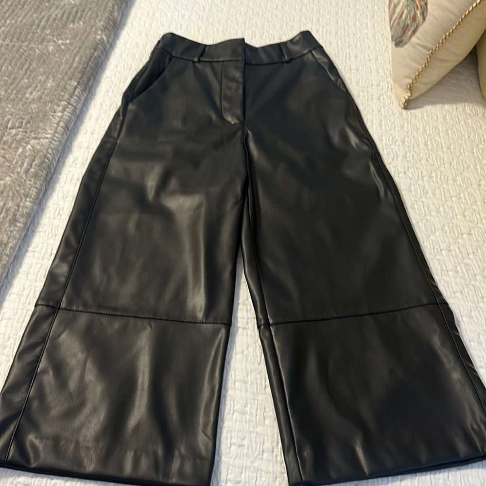 COPY - HYFVE faux leather cropped wide leg pant